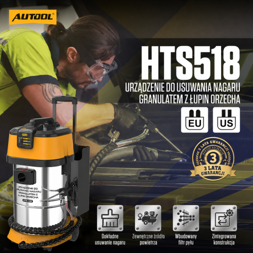 AUTOOL HTS518 Piaskarka do usuwania nagaru granulatem z łupin orzecha