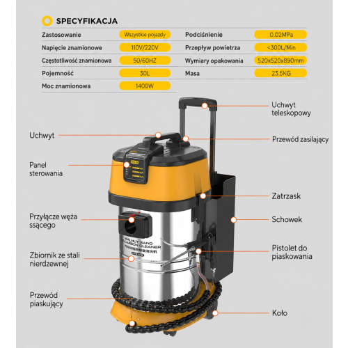 AUTOOL HTS518 Piaskarka do usuwania nagaru granulatem z łupin orzecha