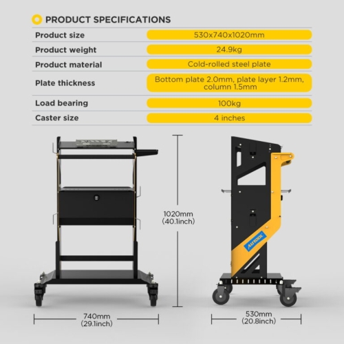 Wózek transportowy AUTOOL T23 Tier z kółkami i uchwytem