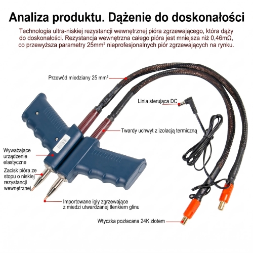 Przenośna Lutownica Spawarka Punktowa Zgrzewarka punktowa GLITTER 801H aluminium/nikiel
