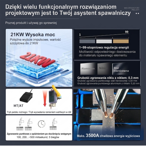 Przenośna Lutownica Spawarka Punktowa Zgrzewarka punktowa GLITTER 801H aluminium/nikiel