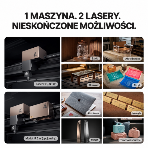 xTool P3 – laser CO₂ 80 W i opcjonalny moduł IR 5 W