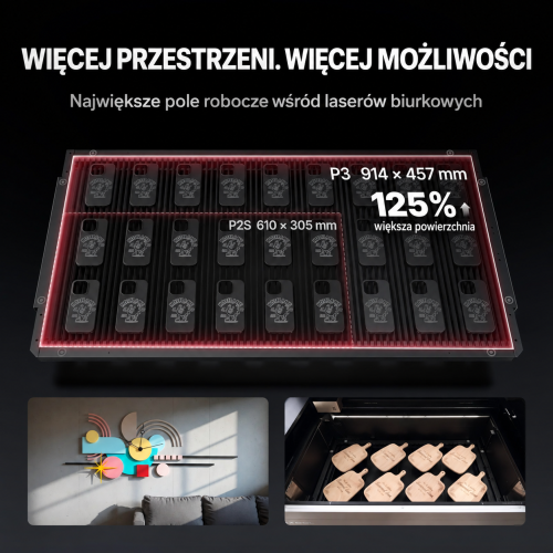 xTool P3 – pole robocze 914 × 457 mm