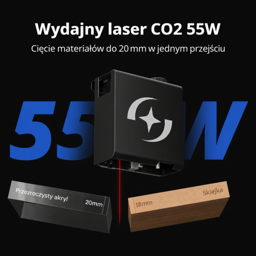 Ploter laserowy CO2 Atomstack Hurricane 55W 80x50cm
