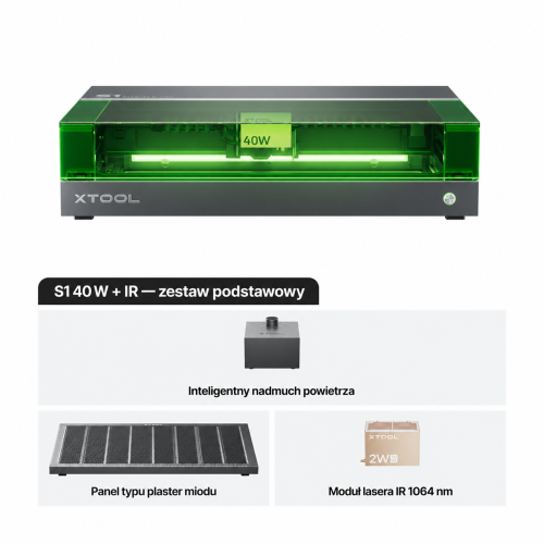 xTool S1 + moduł IR 1064 nm — zamknięta wycinarka i grawerka laserowa diodowa