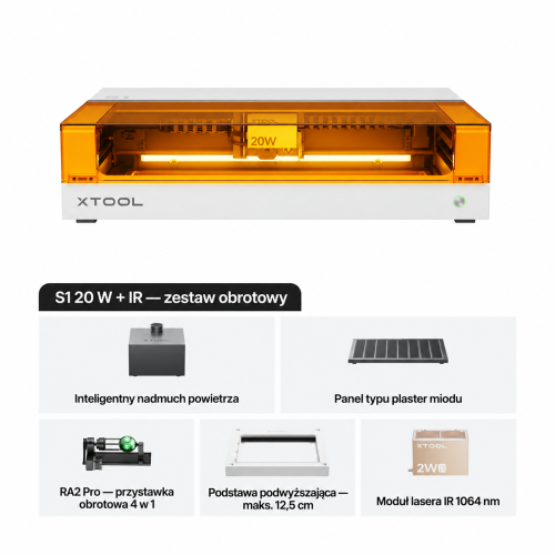 xTool S1 + moduł IR 1064 nm — zamknięta wycinarka i grawerka laserowa diodowa