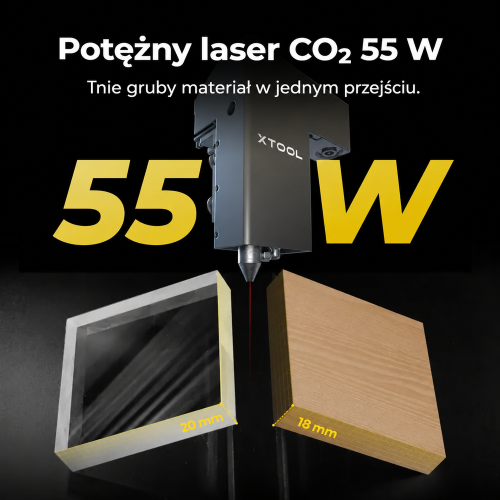Laser CO2 55 W — cięcie akrylu 20 mm i drewna 18 mm Laser CO2 55 W — cięcie akrylu 20 mm i drewna 18 mm