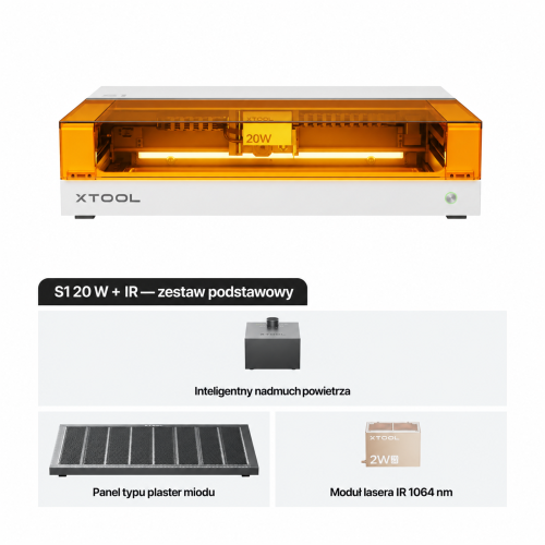 xTool S1 + moduł IR 1064 nm — zamknięta wycinarka i grawerka laserowa diodowa