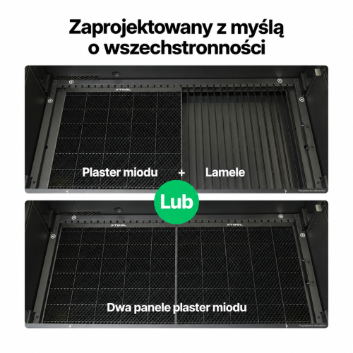 Układ jednego panelu plaster miodu z podporami listwowymi lub dwóch paneli P3 — drugi panel kupowany osobno Układ jednego panelu plaster miodu z podporami listwowymi lub dwóch paneli P3 — drugi panel kupowany osobno