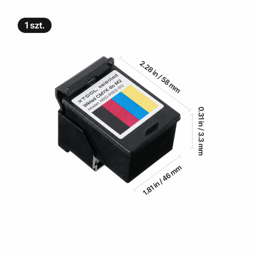 Budowa i wymiary wkładu atramentowego CMYK do xTool M2