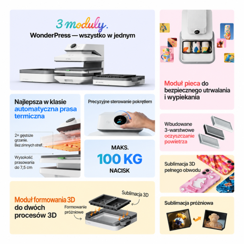 xTool WonderPress 3D — modułowa automatyczna prasa termotransferowa xTool WonderPress 3D — modułowa automatyczna prasa termotransferowa